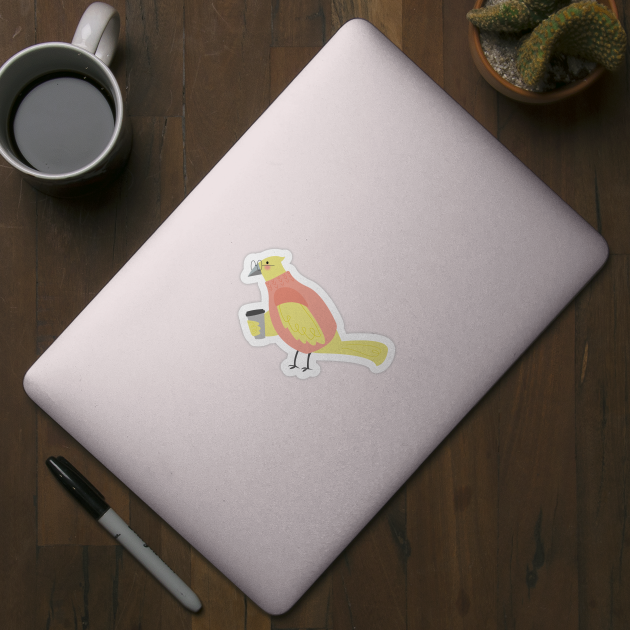 Hipster Bird Drinking Coffee by Vaeya